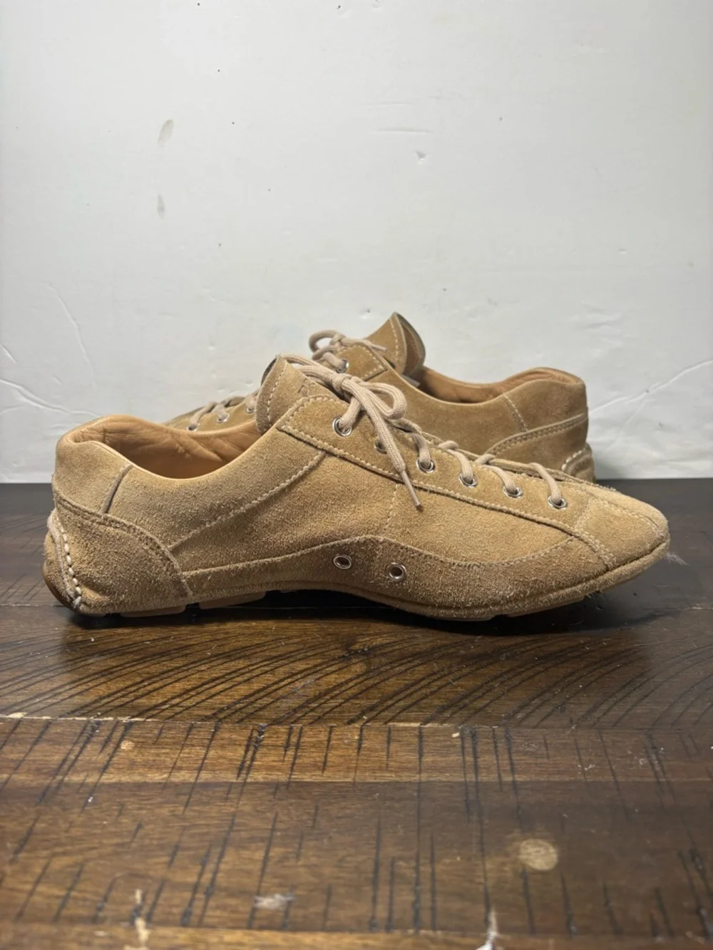 Prada Men's Suede Lace-Up shoes in camel - Picture 4 of 9